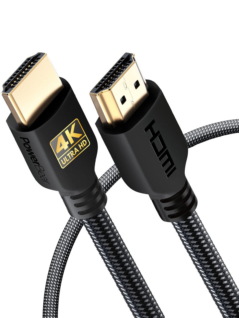 PowerBear 4K HDMI Cable 3 ft 2 Pack| Short Hdmi Cable, Braided Nylon & Gold Connectors, 4K @ 60Hz, Ultra HD, 2K, 1080P, ARC & CL3 Rated | for Laptop, Monitor, PS5, PS4, Xbox One, Fire TV, & More - Image 1